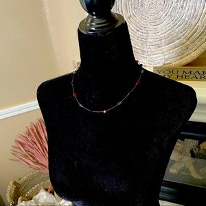 Necklace - Red Black Grey Swarovski beaded